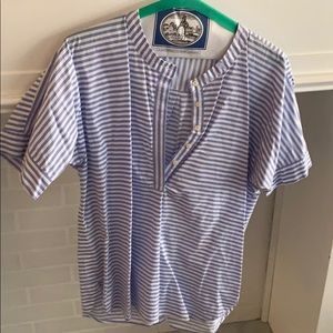 JCrew Blue & White Blouse • Size M